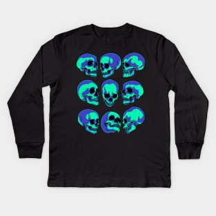 Neon faces of Death Kids Long Sleeve T-Shirt